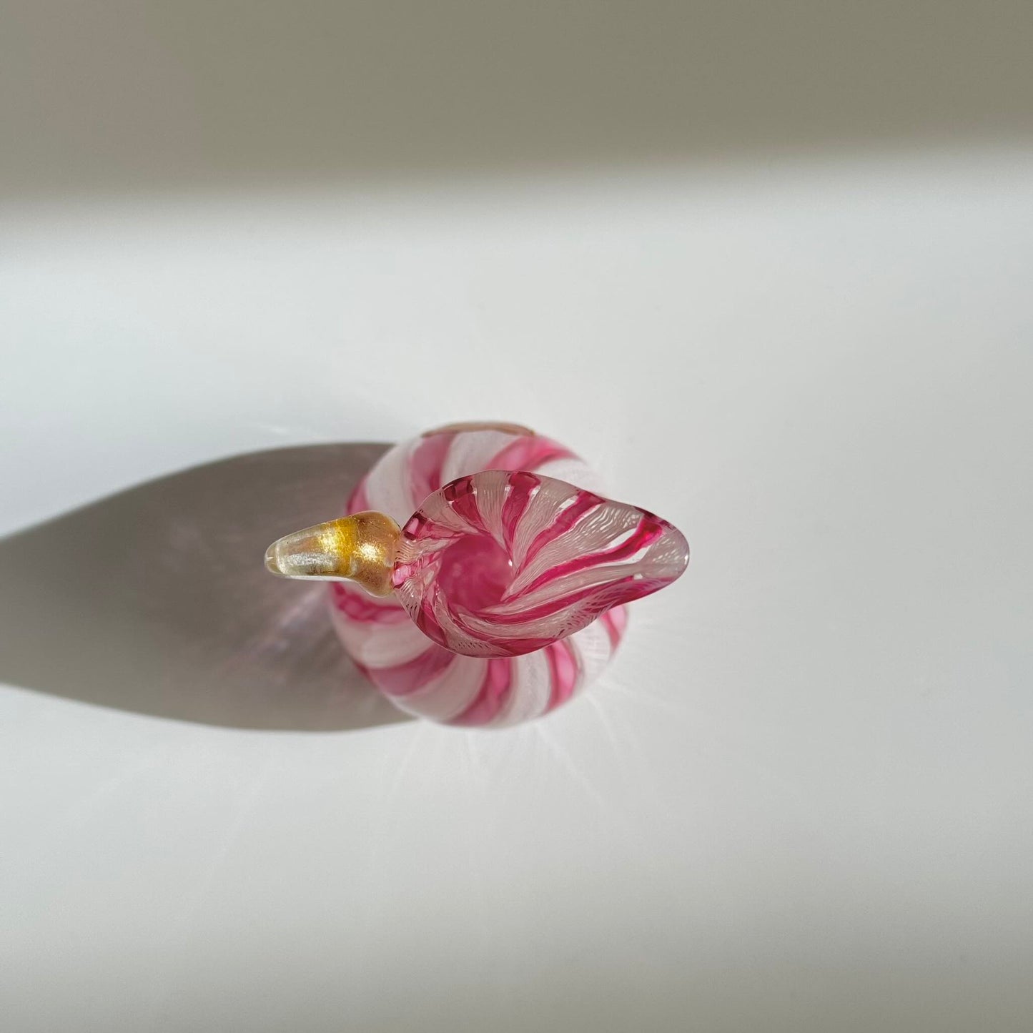 Vintage Murano Glass Ewer Vase 1 – Pink & White Latticino