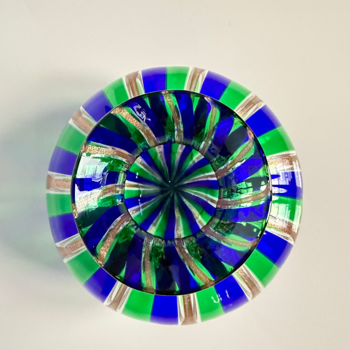 Vase en Verre de Murano – Vert, Bleu et Or