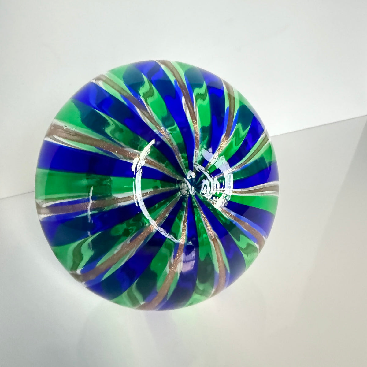 Vase en Verre de Murano – Vert, Bleu et Or