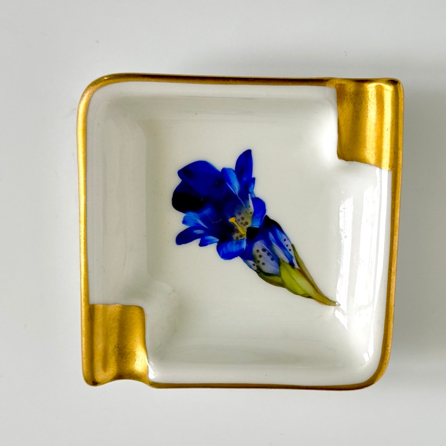 Cendrier Vintage en Porcelaine Rosenthal – Décor Peint à la Main "Gentiane"