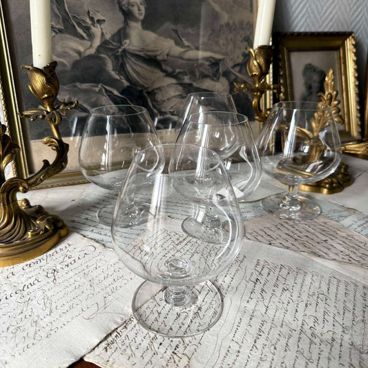 Vintage Saint-Louis crystal cognac glass, large snifter model, high brilliance and transparency, 20th century France.